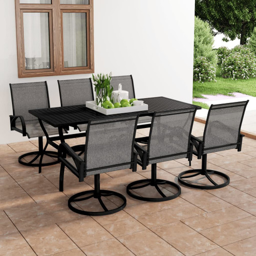 vidaXL 7 Piece Garden Dining Set Textilene and Steel