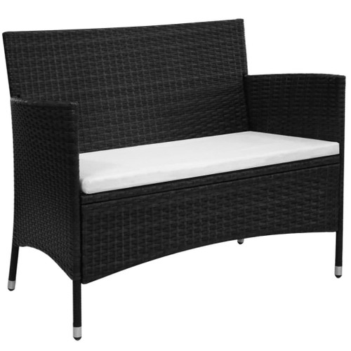 vidaXL Garden Bench 90 cm Poly Rattan Black