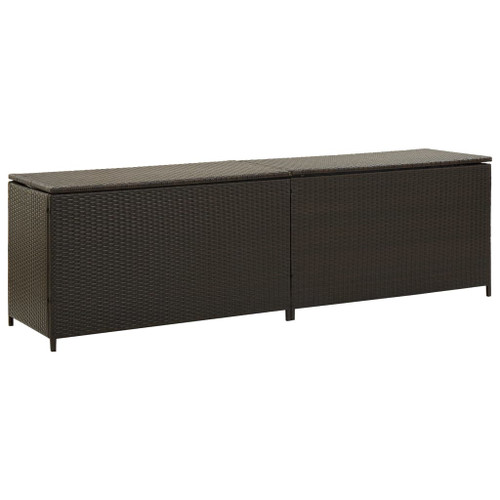 vidaXL Garden Storage Box Poly Rattan 200x50x60 cm Brown