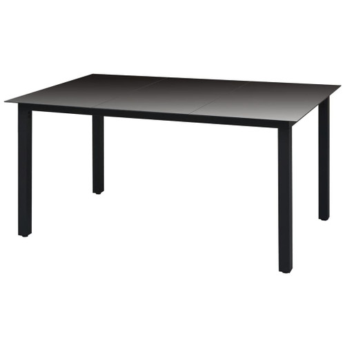 vidaXL Garden Table Black 150x90x74 cm Aluminium and Glass