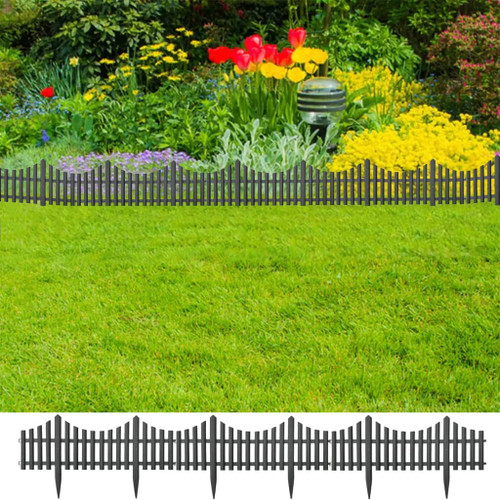 vidaXL Lawn Edgings 17 pcs Anthracite 10 m PP