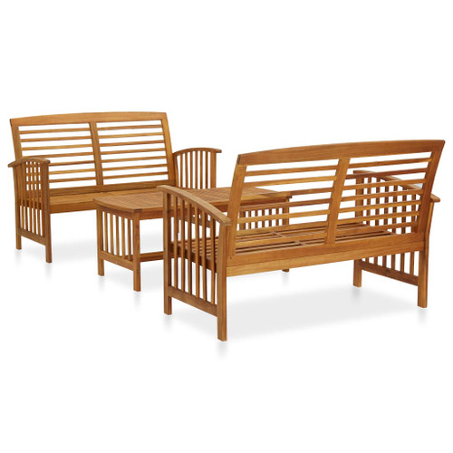 vidaXL 3 Piece Garden Lounge Set Solid Acacia Wood