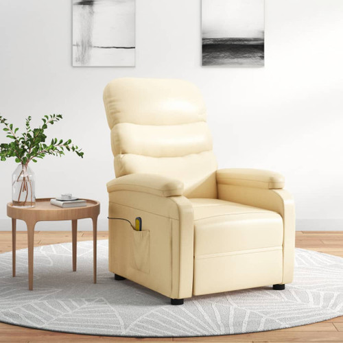 vidaXL Massage Chair Cream Faux Leather