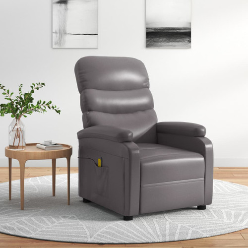 vidaXL Massage Chair Grey Faux Leather