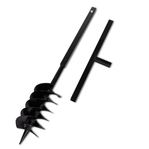 vidaXL Ground Drill with Handle Auger Bit 150 mm Three Spirals Steel Black