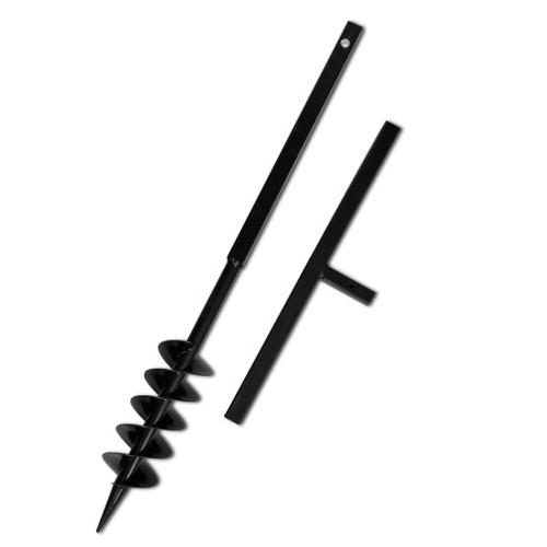 vidaXL Ground Drill with Handle Auger Bit 100 mm Double Spirals Steel Black