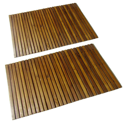 vidaXL 2 pcs Acacia Bath Mat 80 x 50 cm