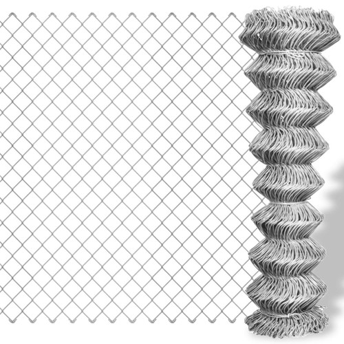 vidaXL Chain Link Fence Galvanised Steel 25x1 m Silver
