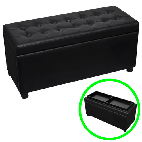 vidaXL Storage Ottoman Artificial Leather Black