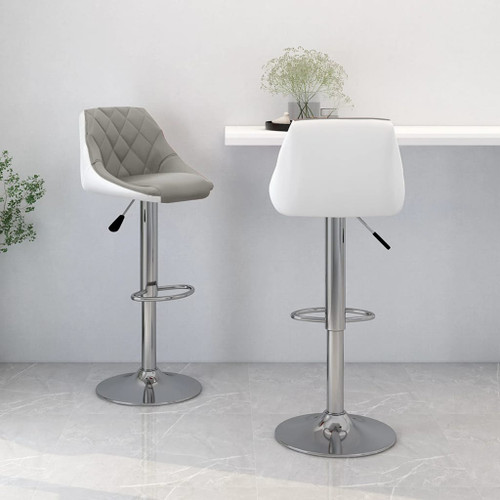 vidaXL Bar Stools 2 pcs Grey and White Faux Leather