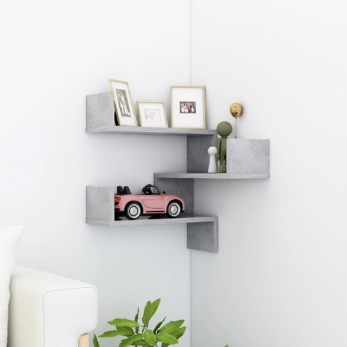 vidaXL Wall Corner Shelf Concrete Grey 40x40x50 cm Engineered Wood