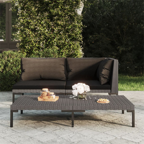 vidaXL Garden Coffee Table Dark Grey Half Round Poly Rattan