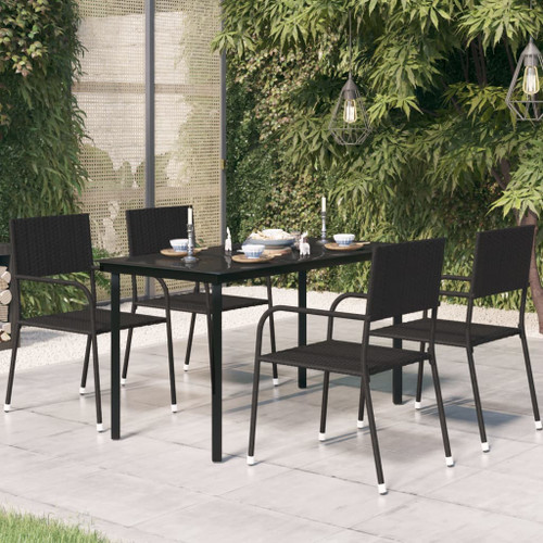 vidaXL Garden Dining Table Black 140x70x74 cm Steel and Glass
