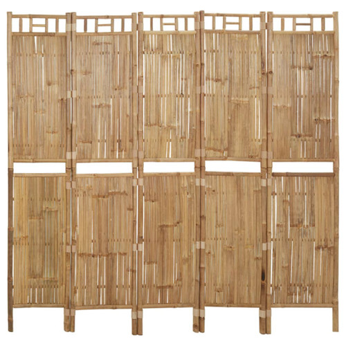 vidaXL 5-Panel Room Divider Bamboo 200x180 cm