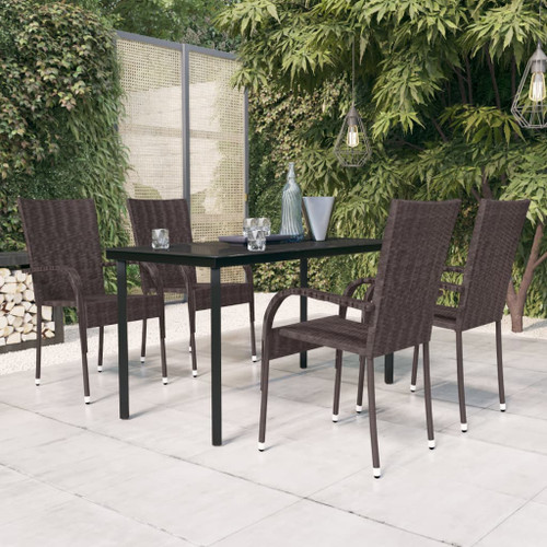 vidaXL 5 Piece Outdoor Dining Set Brown and Black