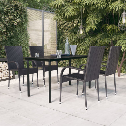 vidaXL 5 Piece Outdoor Dining Set Black