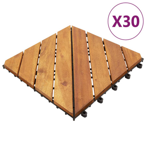 vidaXL Decking Tiles 30 pcs Brown 30x30 cm Solid Wood Acacia