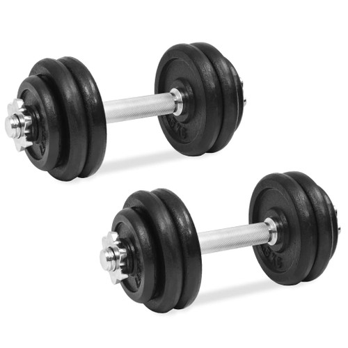 vidaXL 18 Piece Dumbbell Set 30 kg Cast Iron