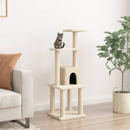 vidaXL Cat Tree with Sisal Scratching Posts Cream 105 cm