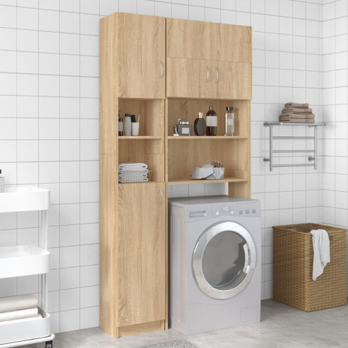 vidaXL Bathroom Cabinet Sonoma Oak 32x25.5x190 cm Engineered Wood