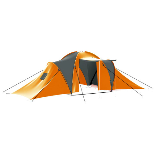 vidaXL Camping Tent 9 Persons Fabric Grey and Orange