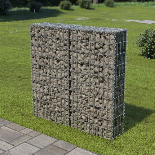 vidaXL Gabion Wall with Covers Galvanised Steel 100x20x100 cm