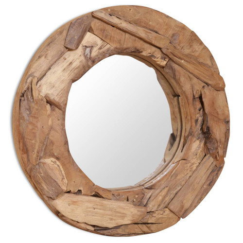 vidaXL Decorative Mirror Teak 60 cm Round