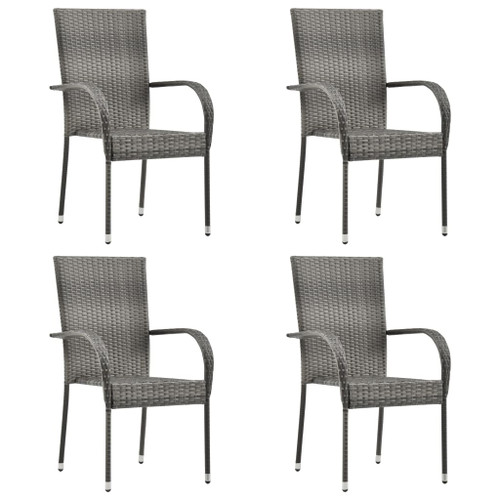 vidaXL Stackable Outdoor Chairs 4 pcs Grey Poly Rattan