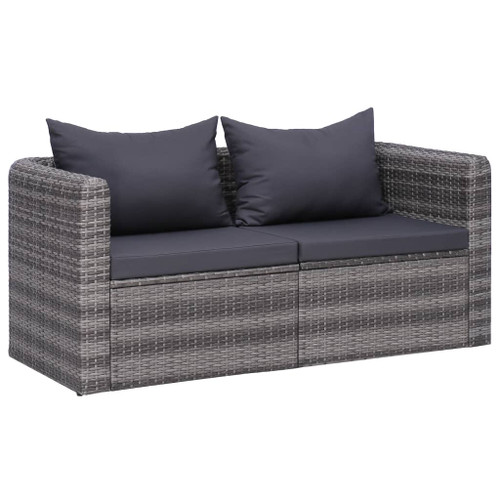 vidaXL Garden Corner Sofas 2 pcs Grey Poly Rattan