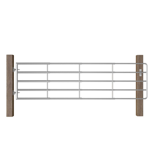 vidaXL 5 Bar Field Gate Steel (115-300)x90 cm Silver