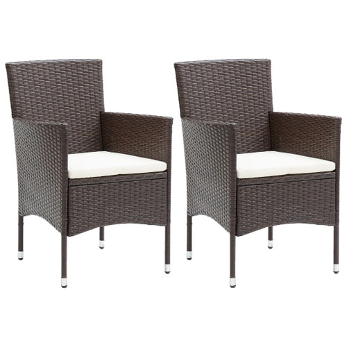 vidaXL Garden Dining Chairs 2 pcs Poly Rattan Brown