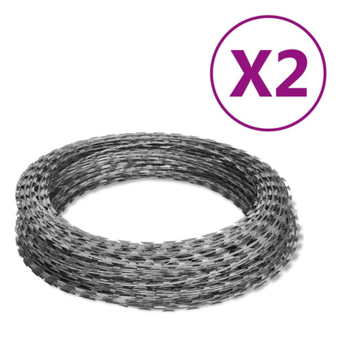 vidaXL Razor Wires Helical Wire Rolls 2 pcs Galvanized Steel 100 m