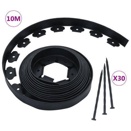 vidaXL Flexible Lawn Edging with 30 Pegs 10 m 5 cm