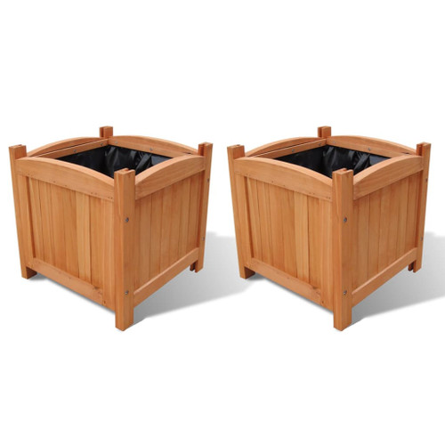 vidaXL Wooden Raised Bed 30 x 30 x 30 cm Set of 2