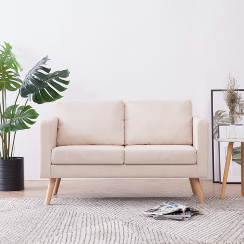 vidaXL 2-Seater Sofa Fabric Cream