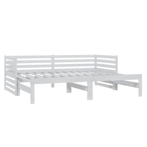 vidaXL Pull-out Day Bed White Solid Pinewood 2x(90x200) cm