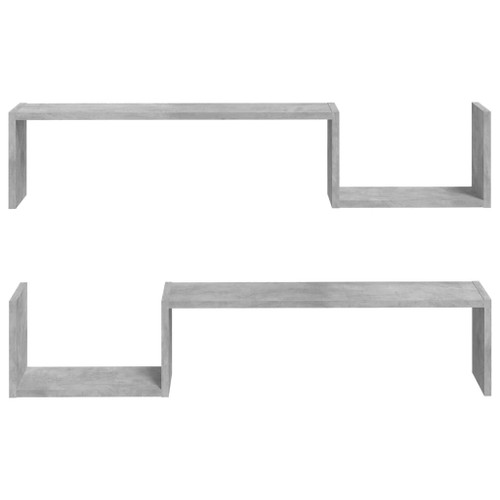 vidaXL Wall Shelf 2 pcs Concrete Grey 100x15x20 cm Engineered Wood