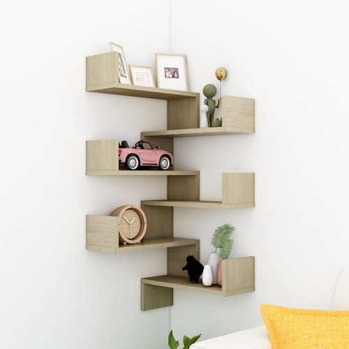 vidaXL Wall Corner Shelf 2 pcs Sonoma Oak 40x40x50 cm Engineered Wood