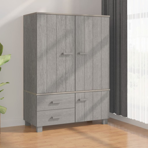 vidaXL Wardrobe HAMAR Light Grey 99x45x137 cm Solid Wood Pine