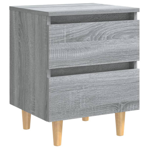 vidaXL Bed Cabinets with Solid Wood Legs 2 pcs Grey Sonoma 40x35x50 cm