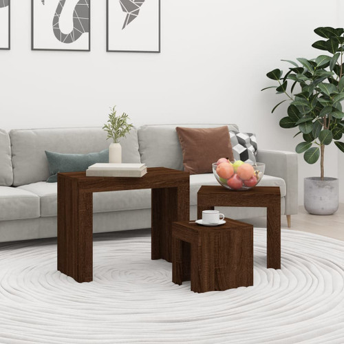 vidaXL Nesting Coffee Tables 3 pcs Brown Oak Engineered Wood