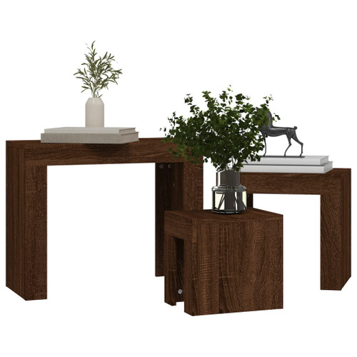 vidaXL Nesting Coffee Tables 3 pcs Brown Oak Engineered Wood