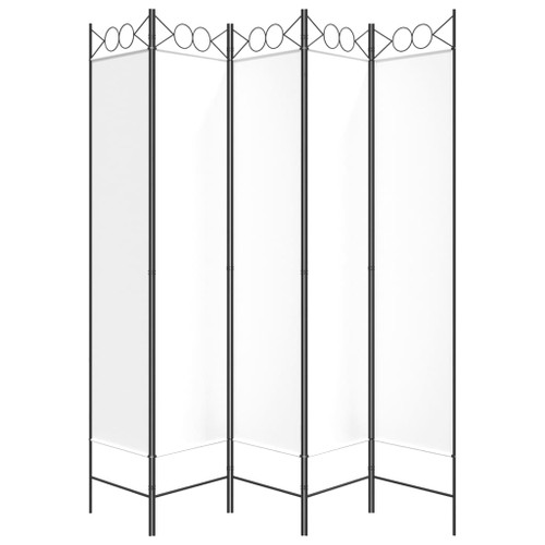 vidaXL 5-Panel Room Divider White 200x200 cm Fabric