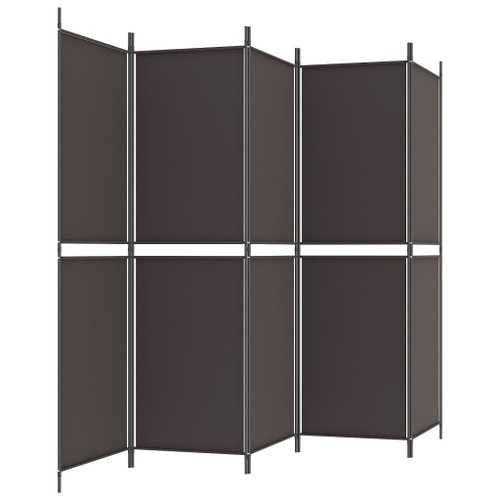 vidaXL 5-Panel Room Divider Brown 250x180 cm Fabric