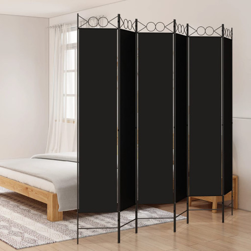 vidaXL 6-Panel Room Divider Black 240x220 cm Fabric