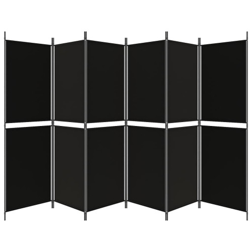 vidaXL 6-Panel Room Divider Black 300x180 cm Fabric