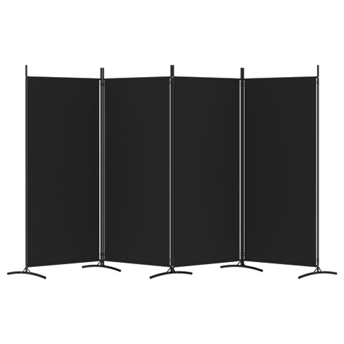 vidaXL 4-Panel Room Divider Black 346x180 cm Fabric