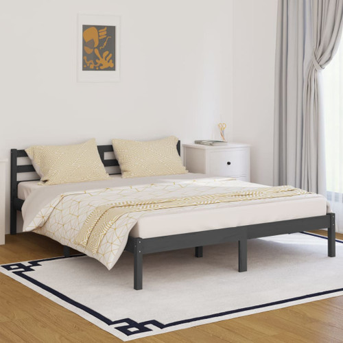 vidaXL Day Bed Solid Wood Pine 160x200 cm King Size Grey