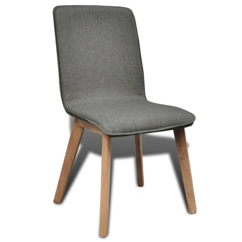 vidaXL Oak Indoor Fabric Dining Chair Set 4 pcs Dark Grey