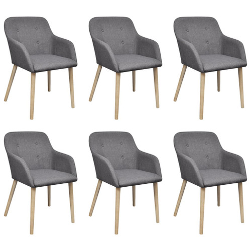 vidaXL Oak Indoor Fabric Dining Chair Set 6 pcs with Armrest Dark Grey